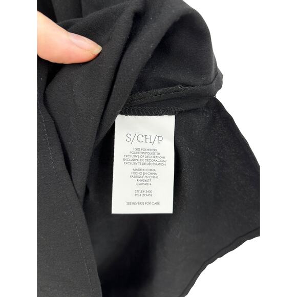 Cabi Top Womens Small Sleeveless Fringe Scarf Blouse Black Button Front #3430 - Picture 5 of 5